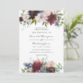 Waterverf tussen Bourgogne en Navy Floral Kaart (Staand voorkant)