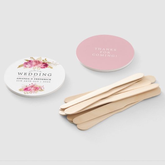 Waterverf tussen roze en gouden Rozen Handwaaier (Niet-gemonteerd)