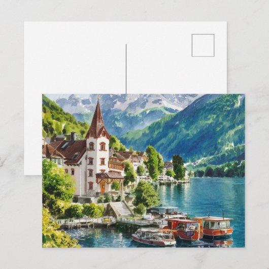 Waterverf tussen Zwitserland en Interlaken Briefkaart (Voorkant / Achterkant)
