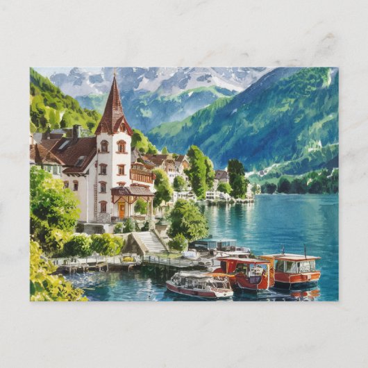 Waterverf tussen Zwitserland en Interlaken Briefkaart (Voorkant)