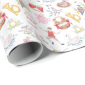 Waterverf Twaalf dagen Kerst Cadeaupapier (Rol Hoek)