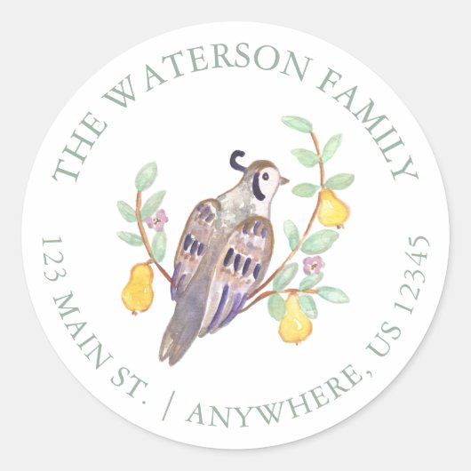 Waterverf Twaalf dagen kersttoespraak Ronde Sticker (Voorkant)