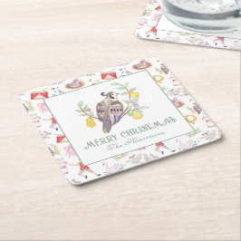 Waterverf Twaalf Dagen van Kerstcadeau Behuizing Kartonnen Onderzetters