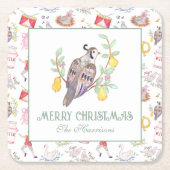 Waterverf Twaalf Dagen van Kerstcadeau Behuizing Kartonnen Onderzetters (Voorkant)