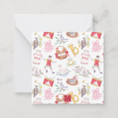 Waterverf Twaalf Dagen van Kerstcadeau Behuizing Notitiekaartje (Achterkant)