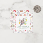 Waterverf Twaalf Dagen van Kerstcadeau Behuizing Notitiekaartje (Voorkant / Achterkant in situ)