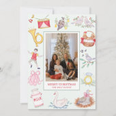 Waterverf Twaalf Dagen van Kerstmis Foto Feestdagenkaart (Voorkant)