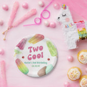 Waterverf Twee Cool Popsicle 2e Verjaardagsfeest Papieren Bordje (Feest)