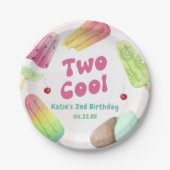 Waterverf Twee Cool Popsicle 2e Verjaardagsfeest Papieren Bordje (Voorkant)