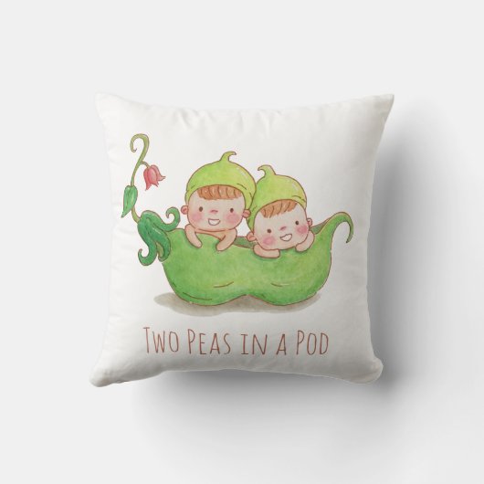 Waterverf Twee erwten in een pod-tweelingpijp Kussen (Achterkant)