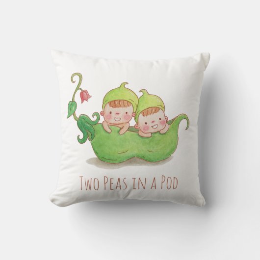 Waterverf Twee erwten in een pod-tweelingpijp Kussen (Voorkant)