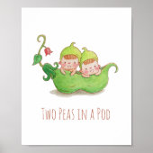 Waterverf Twee erwten in een podneursery Wall Deco Poster (Voorkant)