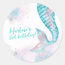 Waterverf Twee het Zee Zeemeermin Verjaardagsfeest