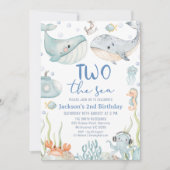 Waterverf Twee Walvissen Twee Het Zee 2e Verjaarda Kaart (Voorkant)
