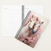 Waterverf Twee Witte Paarden Roze Bloemen Planner (Display)