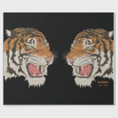 Waterverf twee woedende tijgers van aangezicht tot cadeaupapier (Vlak)