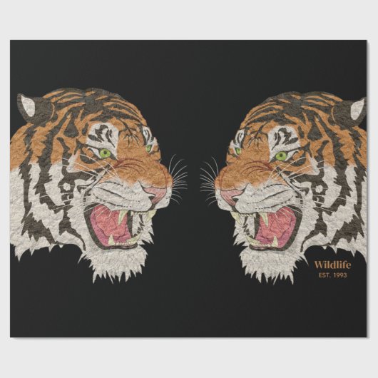 Waterverf twee woedende tijgers van aangezicht tot cadeaupapier (Vlak)