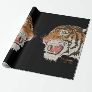Waterverf twee woedende tijgers van aangezicht tot cadeaupapier