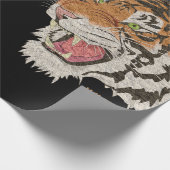 Waterverf twee woedende tijgers van aangezicht tot cadeaupapier (Hoek)