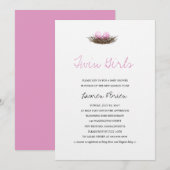 Waterverf Tweeling Meisjes Vogelnest Baby shower Kaart (Voorkant / Achterkant)