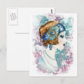 Waterverf Twenties Art deco flapper Briefkaart (Voorkant / Achterkant)