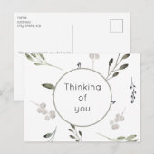 Waterverf Twig Thinking of You Briefkaart (Voorkant / Achterkant)