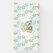 Waterverf Twin Boys Baby shower | Oh, jongens! Spandoek (Verticaal)