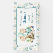 Waterverf Twin Boys Baby shower | Oh, jongens! Spandoek (Verticaal)