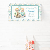 Waterverf Twin Boys Baby shower | Oh, jongens! Spandoek (Insitu)