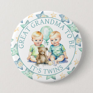 Waterverf Twin Boys Baby shower Oma om te zijn Ronde Button 7,6 Cm