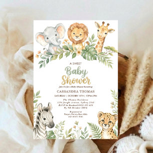 waterverf Twin Jungle Safari Dieren Baby Shower Kaart