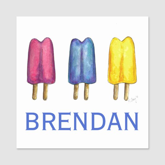 Waterverf Twin Pop Popsicles Painted Ice Lollies Naamplaatje (Voorkant)