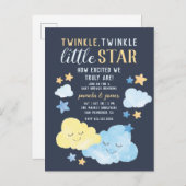 Waterverf Twinkle Twinkle Little Star Baby shower Uitnodiging Briefkaart (Voorkant / Achterkant)