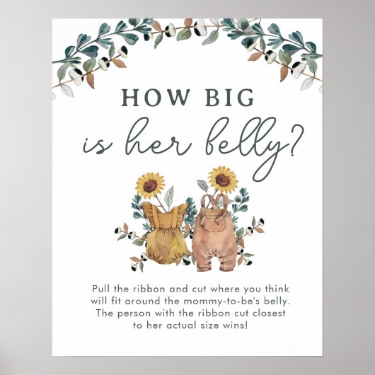 Waterverf Twins Baby shower Belly Game Poster (Voorkant)