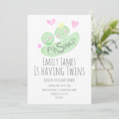 Waterverf Twins Pea Pods Baby shower Kaart (Staand voorkant)