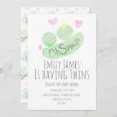 Waterverf Twins Pea Pods Baby shower Kaart (Voorkant / Achterkant)