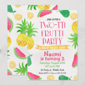 Waterverf Two-tti Frutti 2e Verjaardag Uitnodiging (Voorkant / Achterkant)