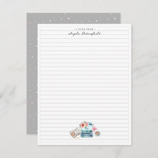 Waterverf typemachine | Monogrammofoonwerk Informatiekaartje (Voorkant / Achterkant)