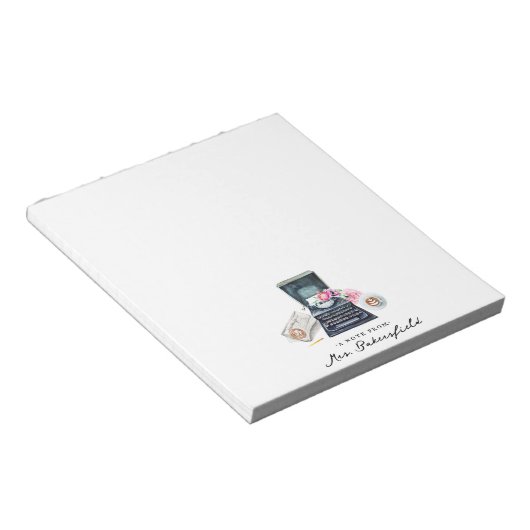 Waterverf typemachine | Monogrammofoonwerk Notitieblok (Schuin)