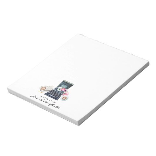 Waterverf typemachine | Monogrammofoonwerk Notitieblok (Linkerzijde)