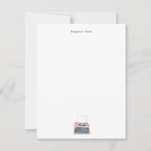 Waterverf  Typewriter Flat Notitiekaartje (Voorkant)