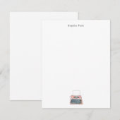 Waterverf  Typewriter Flat Notitiekaartje (Voorkant / Achterkant)