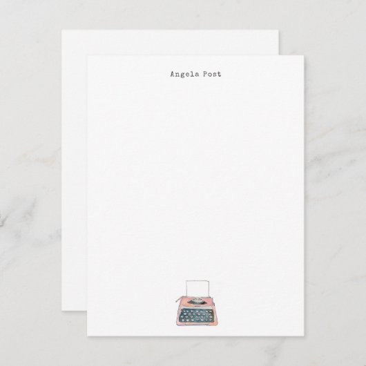 Waterverf Typewriter Flat Notitiekaartje (Voorkant / Achterkant)