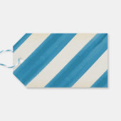Waterverf Typografie Blue Stripes Prettige feestda Cadeaulabel (Achterkant Horizontaal)