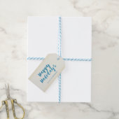 Waterverf Typografie Blue Stripes Prettige feestda Cadeaulabel (Met Touw)