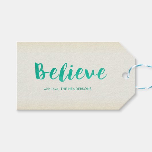 Waterverf Typografie Geloof kerstcadeaus Cadeaulabel (Voorkant (Horizontaal))