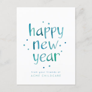 Waterverf Typografie Gelukkig Nieuwjaar Briefkaart