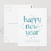 Waterverf Typografie Gelukkig Nieuwjaar Briefkaart (Voorkant / Achterkant)