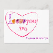 Waterverf typografie houdt van paars briefkaart (Voorkant)