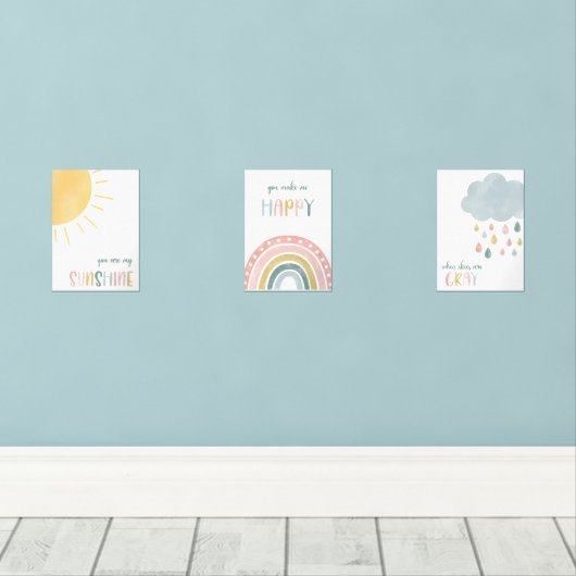 Waterverf U bent mijn zonneschijn Muurkunst Sets (Houten vloer)